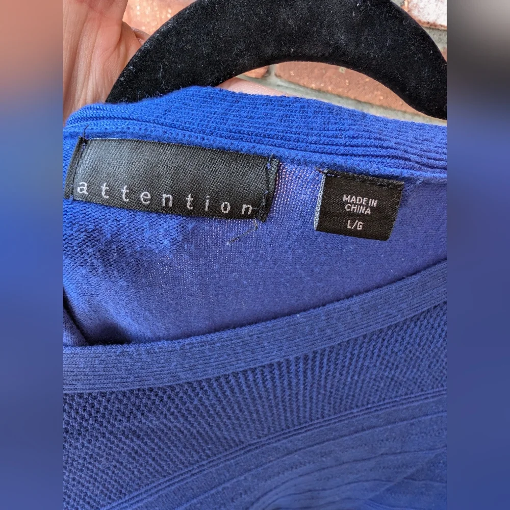 Sweater Blue Ribbed Crew Neck - Picture 7 of 12
